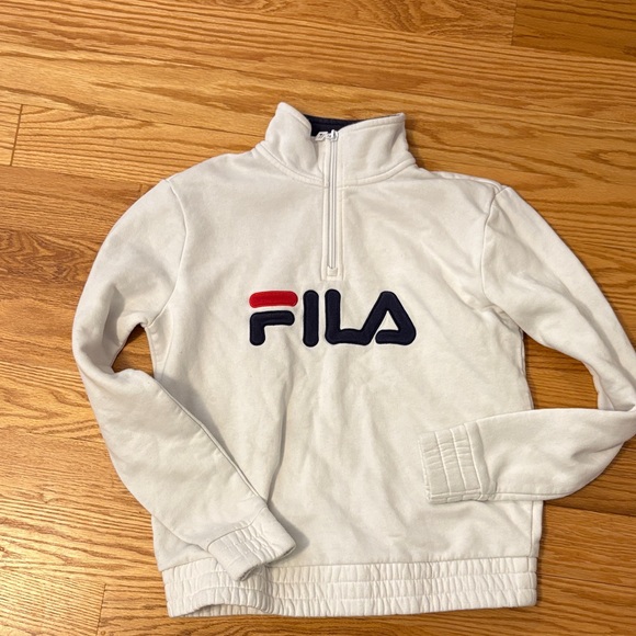Fila Tops - Fila White Pullover with Red and Navy Logo